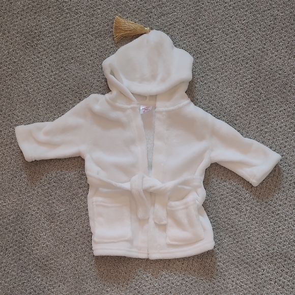 White Hooded Baby Robe with Tassel | 6-12M - Picture 1 of 5